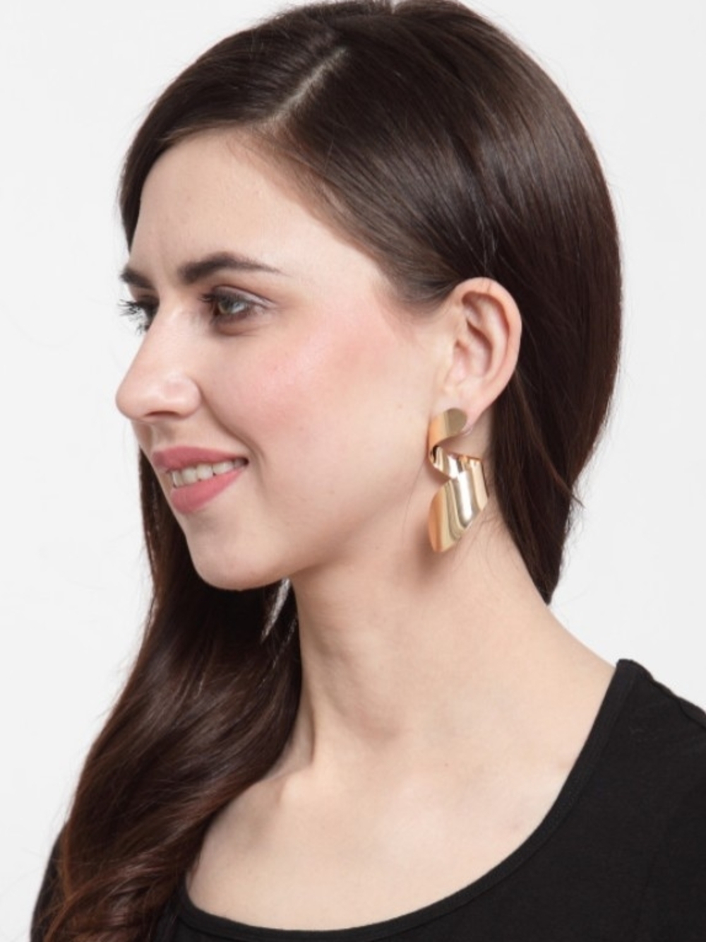 Gold-Toned Contemporary Drop Earrings
